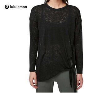 LULULEMON Black Yoga Top Long Sleeve “Tie Your Practice” | Women’s S | Athletic
